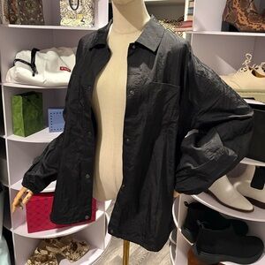 Athleta lunar sheen shirt relaxed lightweight nylon in black - medium nwot